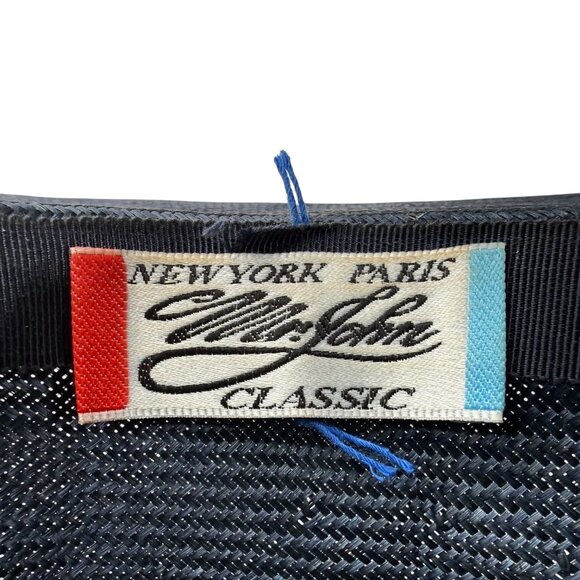 Mr John Classic Church Hat Blue And Gold Floral Bow Embellishments Wide Brim - Picture 6 of 11